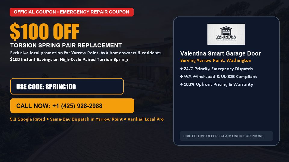 Valentina Smart Garage Door $100 OFF Dual Torsion Spring Replacement in Yarrow Point, WA